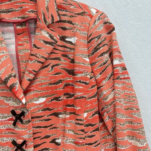 Algo of Switzerland Blazer Jacket Women XL Art To Wear Animal Print Orange Funky - Picture 4 of 13